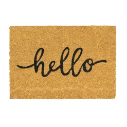 60cm x 40cm Brown Hello Coir Door Mat