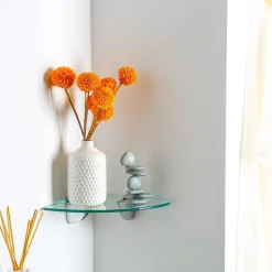 Floating Glass Corner Shelf - 20cm