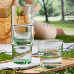 300ml Aware Hill Recycled Glass Stacking Tumblers - Green - Pack of Four