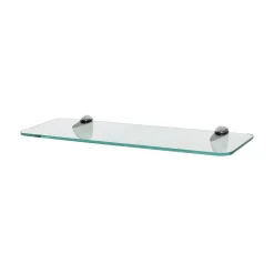 Rounded Floating Glass Bathroom Shelf - 40cm